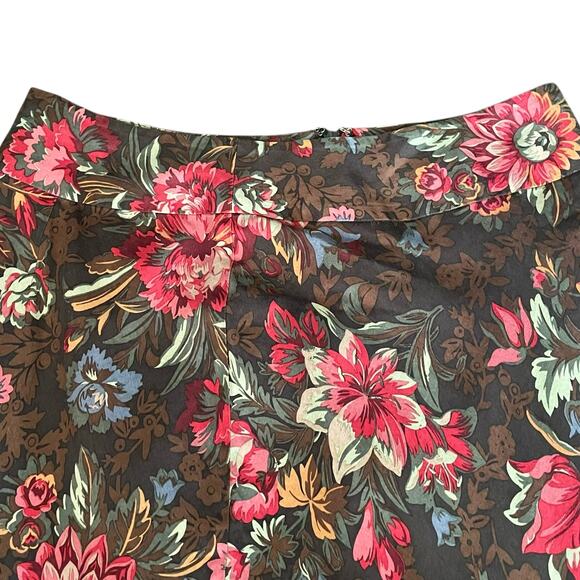 Pendleton Brown Dark Floral A-line Midi Skirt Silk Wool Size 10 Romantic Cottage - Picture 3 of 7
